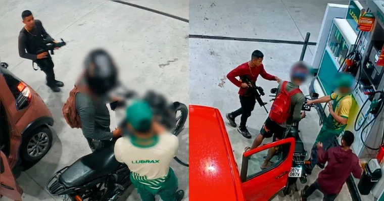 Bandidos usam fuzis para assaltar posto de gasolina em Marituba
