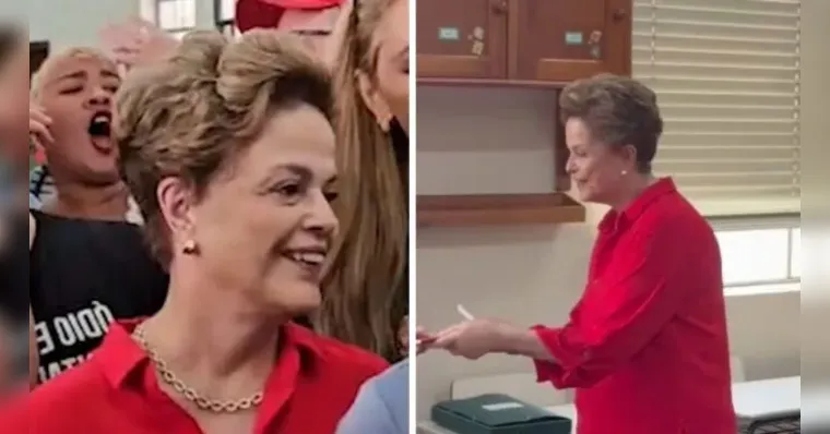 Dilma Rousseff estava acompanhada de apoiadores quando foi vaiada na fila para votação. | (Reprodução/X)